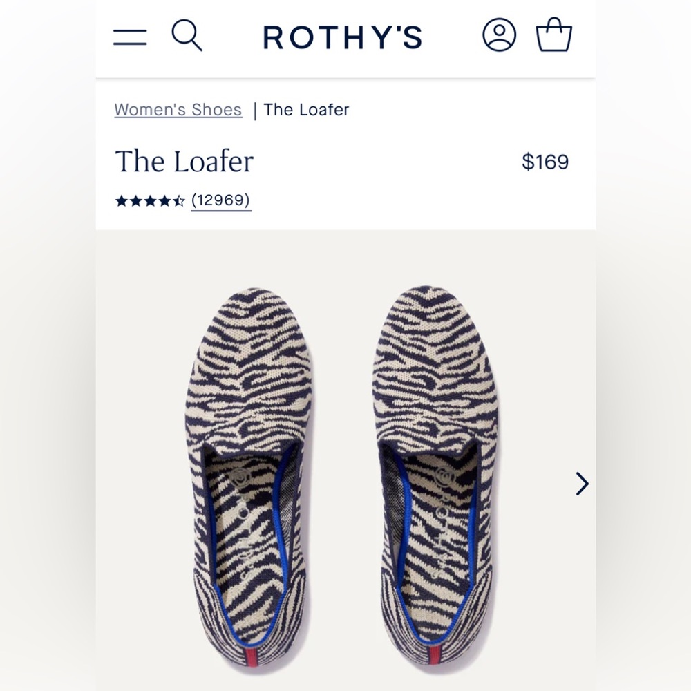 Rothy’s | 12 | The Loafer: Navy Zebra